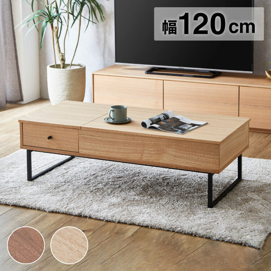 リビングテーブル 幅120cm 昇降テーブル ローテーブル リフティングテーブル 天然木 センターテーブル PCデスク コンパクト テレワーク 在宅ワーク おしゃれ 北欧 シンプル モダン 天板昇降(代引不可)