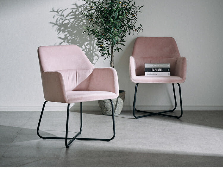 ダイニングチェア 2脚セット 2個組 アイアン ベロア調 ベルベット生地 チェア 椅子 いす デザインチェア おしゃれ モダン 北欧 シンプル 背もたれ ナチュラル インテリア(代引不可)