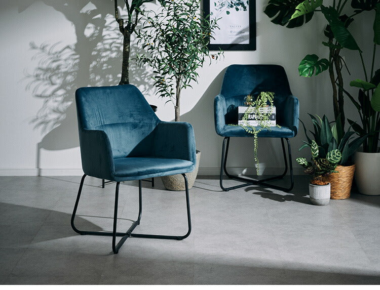 ダイニングチェア 2脚セット 2個組 アイアン ベロア調 ベルベット生地 チェア 椅子 いす デザインチェア おしゃれ モダン 北欧 シンプル 背もたれ ナチュラル インテリア(代引不可)