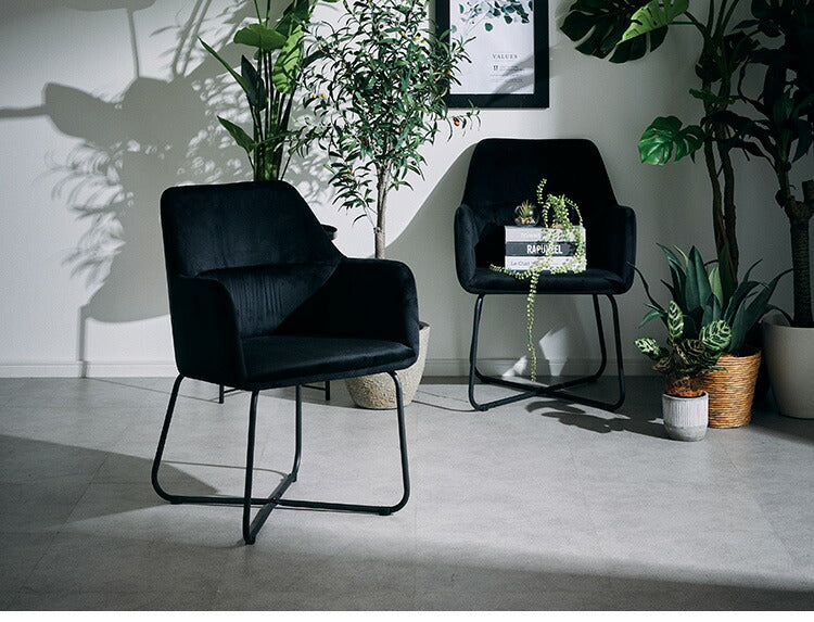 ダイニングチェア 2脚セット 2個組 アイアン ベロア調 ベルベット生地 チェア 椅子 いす デザインチェア おしゃれ モダン 北欧 シンプル 背もたれ ナチュラル インテリア(代引不可)