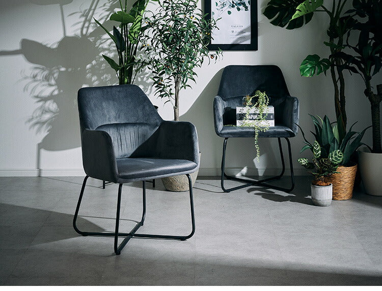 ダイニングチェア 2脚セット 2個組 アイアン ベロア調 ベルベット生地 チェア 椅子 いす デザインチェア おしゃれ モダン 北欧 シンプル 背もたれ ナチュラル インテリア(代引不可)