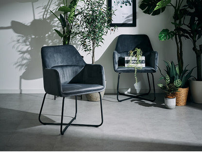 ダイニングチェア 2脚セット 2個組 アイアン ベロア調 ベルベット生地 チェア 椅子 いす デザインチェア おしゃれ モダン 北欧 シンプル 背もたれ ナチュラル インテリア(代引不可)