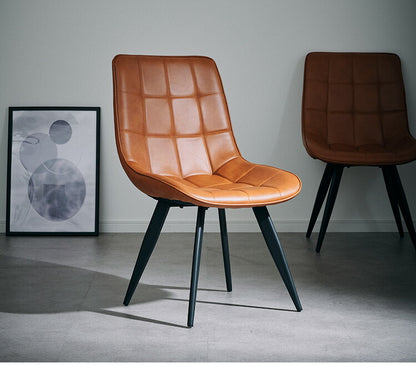 ダイニングチェア 2脚セット 2個組 アイアン 合皮 チェア 椅子 いす デザインチェア おしゃれ モダン 北欧 シンプル 背もたれ ナチュラル インテリア キャメル グレー(代引不可)