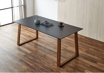 テーブル 傷汚れに強い メラミン化粧板 フリーテーブル 無垢集成材 ウォールナット 幅160 ダイニングテーブル ワークテーブル オフィス家具 在宅勤務 おしゃれ 組立品(代引不可)