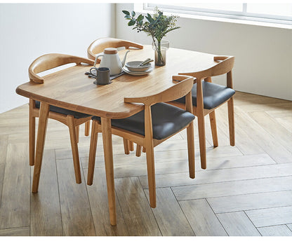 ダイニングテーブルセット 4人用 5点セット 北欧スタイル コンパクト 無垢集成材 ウォールナット オーク 角丸長方形 ナチュラル シンプル モダン 北欧 おしゃれ(代引不可)