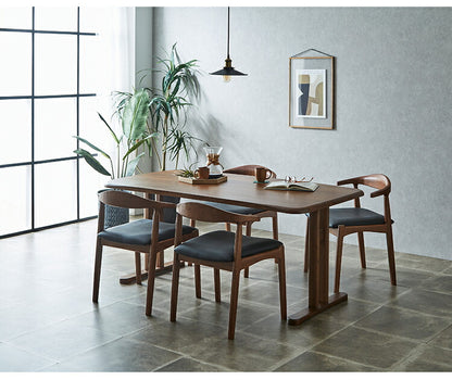 ダイニングテーブル 幅165cm 北欧スタイル コンパクト 無垢集成材 ウォールナット オーク 角丸長方形 T脚 ウレタン塗装 食卓テーブル 天然木 ナチュラル シンプル モダン 北欧 おしゃれ(代引不可)