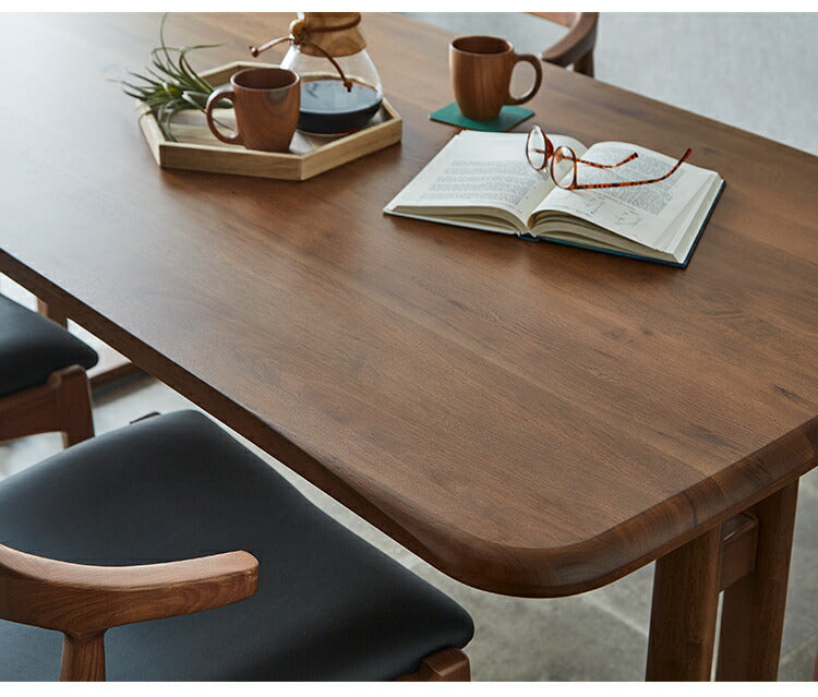 ダイニングテーブル 幅165cm 北欧スタイル コンパクト 無垢集成材 ウォールナット オーク 角丸長方形 T脚 ウレタン塗装 食卓テーブル 天然木 ナチュラル シンプル モダン 北欧 おしゃれ(代引不可)