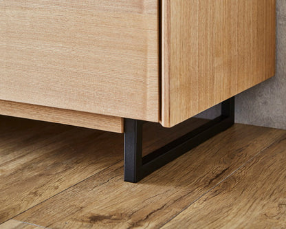 テレビ台 幅220cm スチール脚付き テレビボード 天然木 完成品 収納付き ローボード おしゃれ 北欧 モダン リビング 収納棚 フルオープンスライドレール TV台 TVボード シンプル 一人暮らし(代引不可)