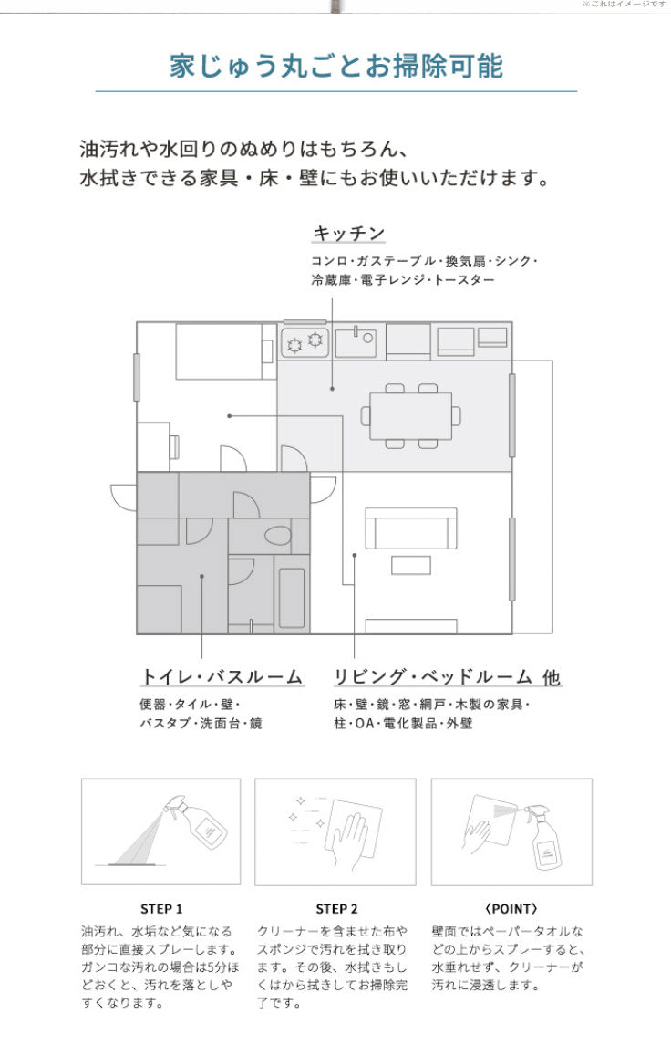 AiMY HOME CLEANER 3本セット ホームクリーナー 油汚れ クリーナー スプレータイプ リビング キッチン トイレ 浴槽 シミ取り 衣類 家庭用 マルチクリーナー リモネンの香り 洗浄 ニオイ 希釈 AIM-SC10