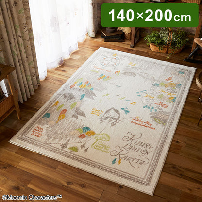 ラグ 日本製 140×200cm ムーミン MOOMIN ムーミン谷の地図 ラグマット 防ダニ 北欧 おしゃれ(代引不可)