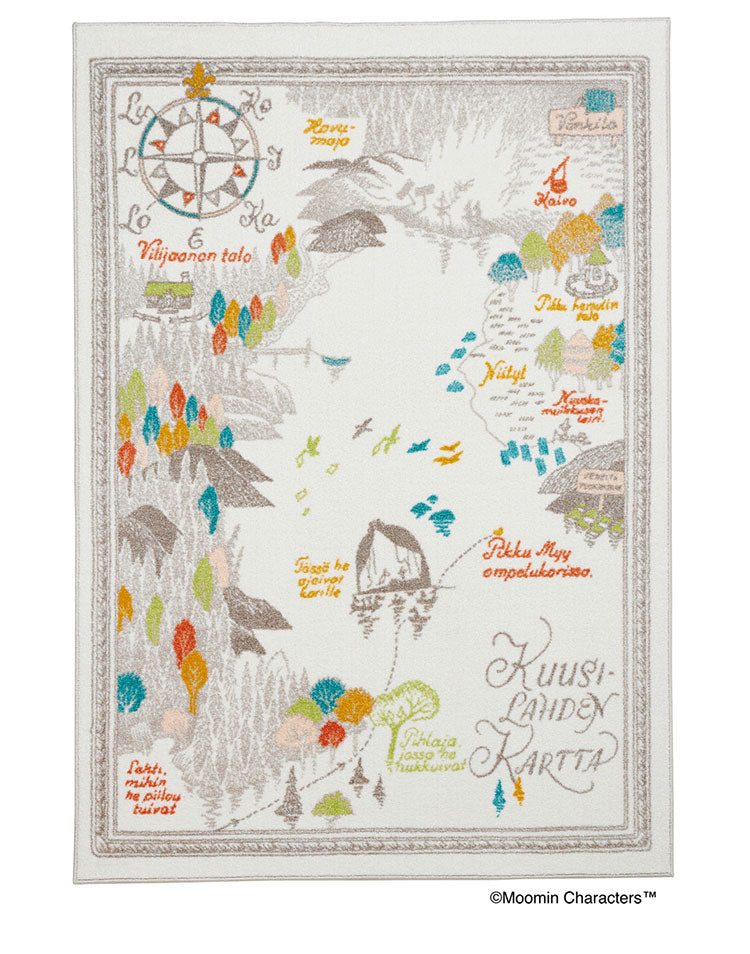 ラグ 日本製 140×200cm ムーミン MOOMIN ムーミン谷の地図 ラグマット 防ダニ 北欧 おしゃれ(代引不可)