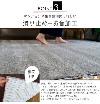 【日本製】 ラグマット CALM 200x250cm 長方形 ラグ マット カーペット 無地 シンプル 防音 防ダニ 床暖 ホットカーペット(代引不可)