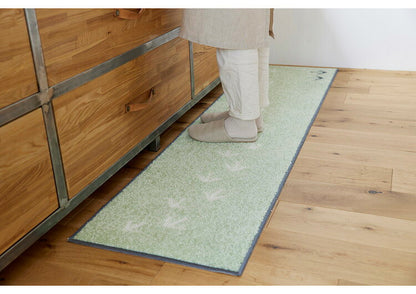 日本製 キッチンマット 45×180cm ウォッシャブル ドライクリーニング メディカルストップ 耐熱 F☆☆☆☆ おしゃれ 北欧 デザインライフ TEKUTEKU KIWI テクテクキーウィマット(代引不可)