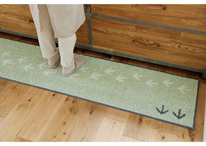 日本製 キッチンマット 45×180cm ウォッシャブル ドライクリーニング メディカルストップ 耐熱 F☆☆☆☆ おしゃれ 北欧 デザインライフ TEKUTEKU KIWI テクテクキーウィマット(代引不可)