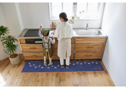 日本製 キッチンマット 45×240cm ウォッシャブル ドライクリーニング メディカルストップ 耐熱 F☆☆☆☆ おしゃれ 北欧 デザインライフ TEKUTEKU KIWI テクテクキーウィマット(代引不可)