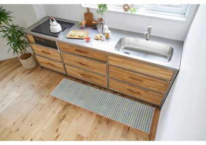 日本製 キッチンマット 45×180cm ウォッシャブル ドライクリーニング メディカルストップ 耐熱 F☆☆☆☆ 北欧 かわいい  おしゃれ デザインライフ RETRO CHECK レトロチェックマット(代引不可)