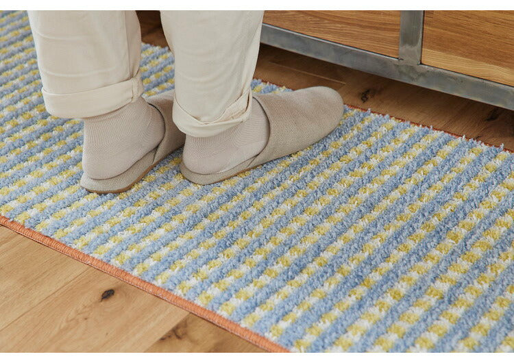 日本製 キッチンマット 45×180cm ウォッシャブル ドライクリーニング メディカルストップ 耐熱 F☆☆☆☆ 北欧 かわいい  おしゃれ デザインライフ RETRO CHECK レトロチェックマット(代引不可)