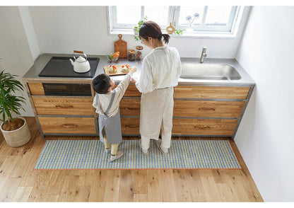 日本製 キッチンマット 45×240cm ウォッシャブル ドライクリーニング メディカルストップ 耐熱 F☆☆☆☆ おしゃれ 北欧 かわいい デザインライフ RETRO CHECK レトロチェックマット(代引不可)