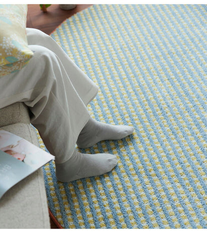 ラグ 130×185cm 楕円 ウォッシャブル 日本製 ドライクリーニング メディカルストップ 耐熱 F☆☆☆☆ おしゃれ 北欧 かわいい 丸形 リビング DESIGN LIFE RETORO CHECK RUG レトロチェックラグ(代引不可)