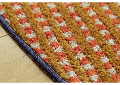 ラグ 130×185cm 楕円 ウォッシャブル 日本製 ドライクリーニング メディカルストップ 耐熱 F☆☆☆☆ おしゃれ 北欧 かわいい 丸形 リビング DESIGN LIFE RETORO CHECK RUG レトロチェックラグ(代引不可)