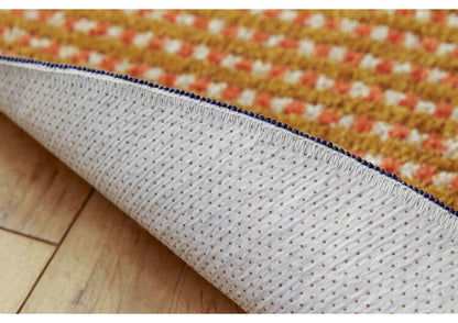 ラグ 130×185cm 楕円 ウォッシャブル 日本製 ドライクリーニング メディカルストップ 耐熱 F☆☆☆☆ おしゃれ 北欧 かわいい 丸形 リビング DESIGN LIFE RETORO CHECK RUG レトロチェックラグ(代引不可)