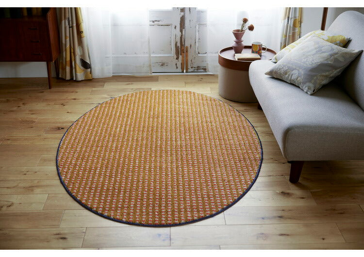 ラグ 130×185cm 楕円 ウォッシャブル 日本製 ドライクリーニング メディカルストップ 耐熱 F☆☆☆☆ おしゃれ 北欧 かわいい 丸形 リビング DESIGN LIFE RETORO CHECK RUG レトロチェックラグ(代引不可)