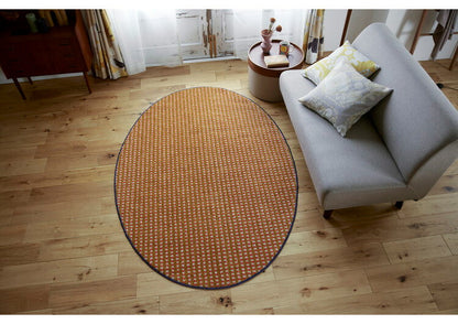 ラグ 130×185cm 楕円 ウォッシャブル 日本製 ドライクリーニング メディカルストップ 耐熱 F☆☆☆☆ おしゃれ 北欧 かわいい 丸形 リビング DESIGN LIFE RETORO CHECK RUG レトロチェックラグ(代引不可)