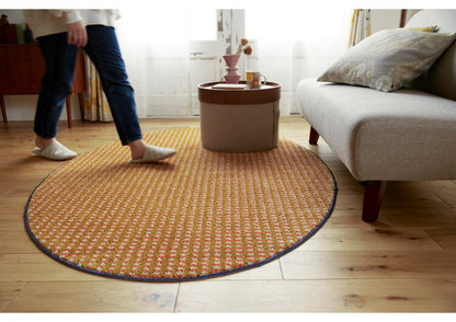 ラグ 130×185cm 楕円 ウォッシャブル 日本製 ドライクリーニング メディカルストップ 耐熱 F☆☆☆☆ おしゃれ 北欧 かわいい 丸形 リビング DESIGN LIFE RETORO CHECK RUG レトロチェックラグ(代引不可)