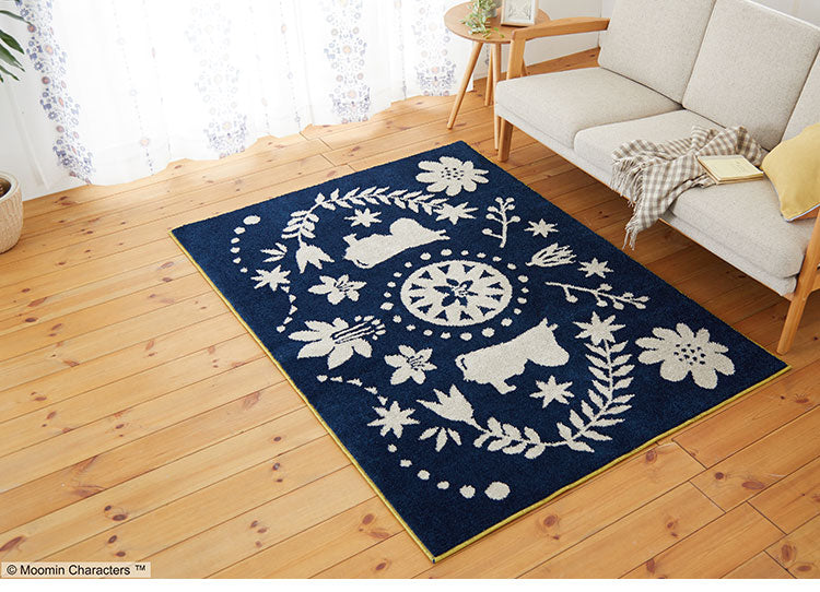 ラグ 日本製 130×185cm ムーミン MOOMIN FOLK LINE rug フォーク ライン ラグ ラグマット 防ダニ 北欧 おしゃれ(代引不可)