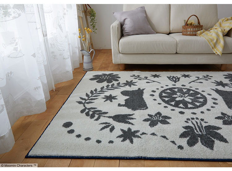 ラグ 日本製 130×185cm ムーミン MOOMIN FOLK LINE rug フォーク ライン ラグ ラグマット 防ダニ 北欧 おしゃれ(代引不可)
