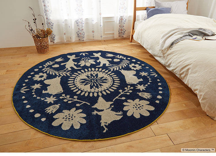 ラグ 日本製 直径185cm 円形 ムーミン MOOMIN FOLK LINE rug M フォーク ライン ラグ ラグマット 防ダニ 北欧 おしゃれ(代引不可)