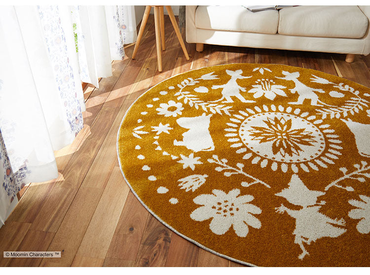 ラグ 日本製 直径185cm 円形 ムーミン MOOMIN FOLK LINE rug M フォーク ライン ラグ ラグマット 防ダニ 北欧 おしゃれ(代引不可)