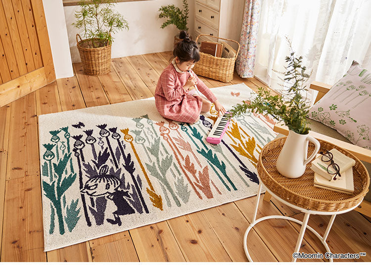 ラグ 日本製 130×185cm ムーミン MOOMIN LITTLE MY WILD FLOWER RUG リトルミイ ワイルドフラワーラグ ラグマット 防ダニ 北欧 おしゃれ(代引不可)