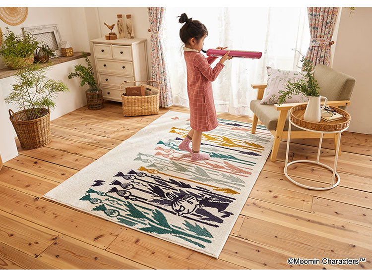 ラグ 日本製 130×185cm ムーミン MOOMIN LITTLE MY WILD FLOWER RUG リトルミイ ワイルドフラワーラグ ラグマット 防ダニ 北欧 おしゃれ(代引不可)