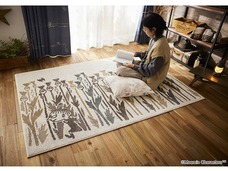 ラグ 日本製 130×185cm ムーミン MOOMIN LITTLE MY WILD FLOWER RUG リトルミイ ワイルドフラワーラグ ラグマット 防ダニ 北欧 おしゃれ(代引不可)