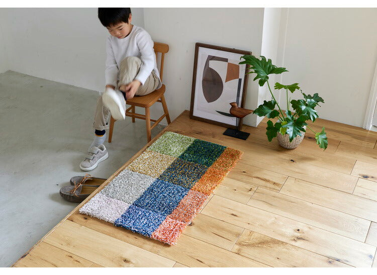 日本製 玄関 マット 100×75cm 長方形 防ダニ 滑り止め おしゃれ 北欧 かわいい シンプル 四角 家庭用 ラグ インテリア デザインライフ DESIGN LIFE スミノエ COLOR MIX MAT カラ-ミックスマット(代引不可)