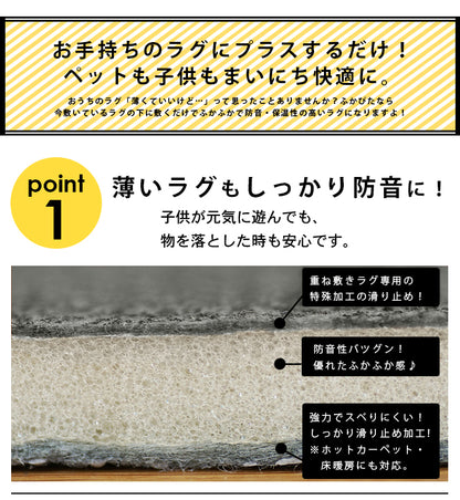 ふかピタ 防音 ふかふか 下敷き専用 ラグ 170×170cm 約2畳 滑り止め 下敷きラグ ラグマット カーペット ラグカーペット 床暖房対応 ふかぴた(代引不可)