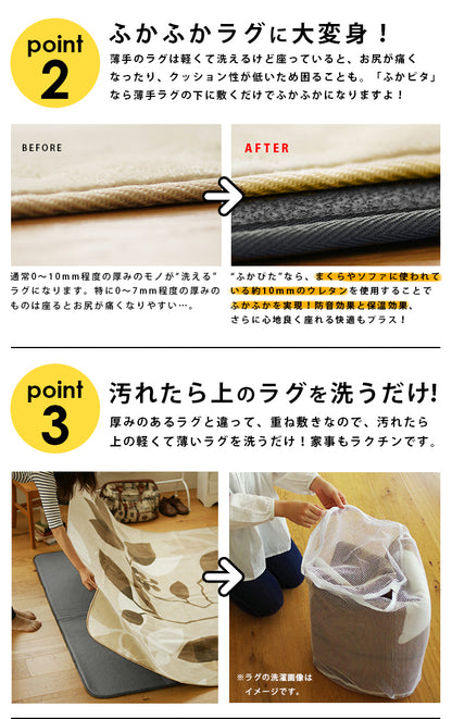 ふかピタ 防音 ふかふか 下敷き専用 ラグ 170×170cm 約2畳 滑り止め 下敷きラグ ラグマット カーペット ラグカーペット 床暖房対応 ふかぴた(代引不可)
