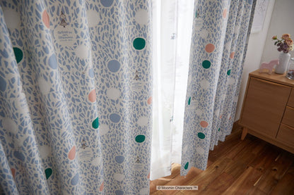 カーテン 日本製 ムーミン MOOMIN COLOR CIRCLE カラーサークル 2級遮光 ウォッシャブル 形状記憶加工 グレー ブルー 1枚入(代引不可)