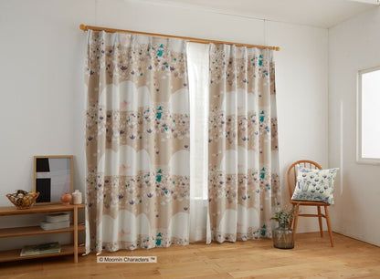 カーテン 日本製 ムーミン MOOMIN SOFT MELODY ソフトメロディー 2級遮光 ウォッシャブル 形状記憶加工 ベージュ ブルー 1枚入(代引不可)