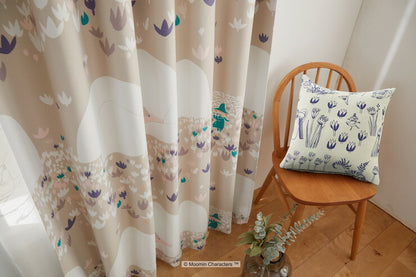 カーテン 日本製 ムーミン MOOMIN SOFT MELODY ソフトメロディー 2級遮光 ウォッシャブル 形状記憶加工 ベージュ ブルー 1枚入(代引不可)