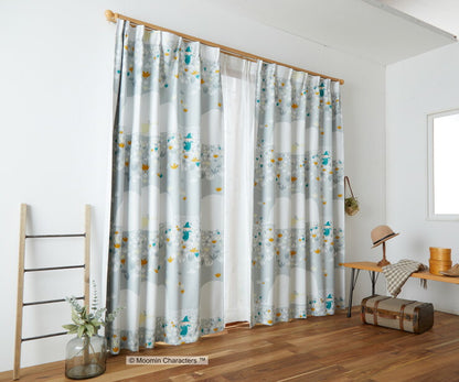 カーテン 日本製 ムーミン MOOMIN SOFT MELODY ソフトメロディー 2級遮光 ウォッシャブル 形状記憶加工 ベージュ ブルー 1枚入(代引不可)