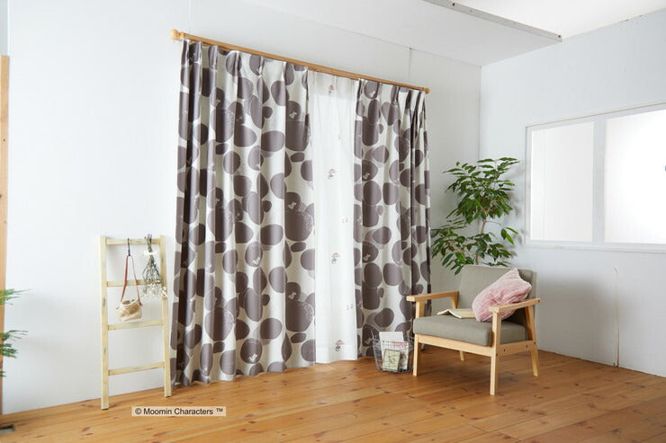 カーテン 日本製 ムーミン MOOMIN ROCK PATTERN ロックパターン 2級遮光 ウォッシャブル ダークグレー イエロー 1枚入(代引不可)