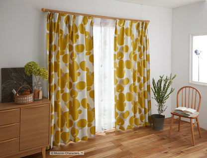 カーテン 日本製 ムーミン MOOMIN ROCK PATTERN ロックパターン 2級遮光 ウォッシャブル ダークグレー イエロー 1枚入(代引不可)