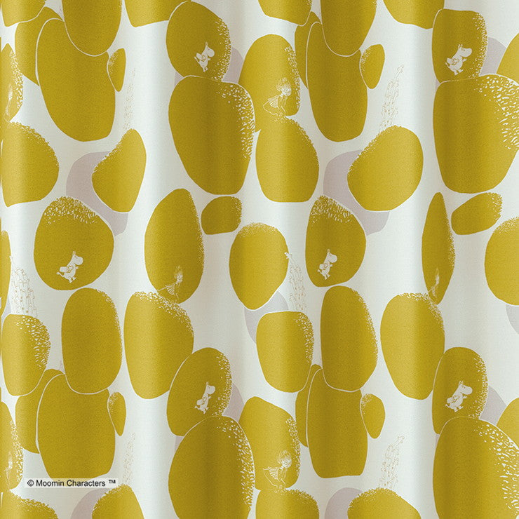カーテン 日本製 ムーミン MOOMIN ROCK PATTERN ロックパターン 2級遮光 ウォッシャブル ダークグレー イエロー 1枚入(代引不可)