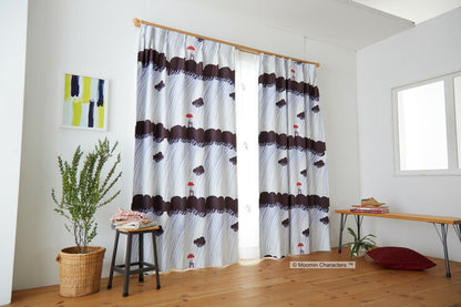 カーテン 日本製 ムーミン MOOMIN RAIN DROPS レインドロップス 2級遮光 ウォッシャブル ブラック ブルー ベージュ 1枚入(代引不可)