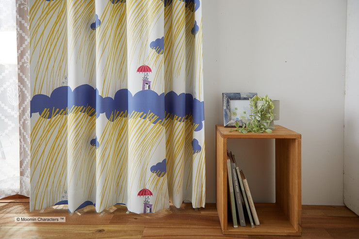 カーテン 日本製 ムーミン MOOMIN RAIN DROPS レインドロップス 2級遮光 ウォッシャブル ブラック ブルー ベージュ 1枚入(代引不可)