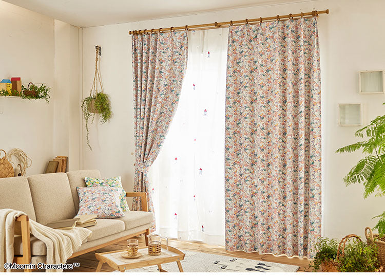 カーテン 日本製 ムーミン MOOMIN KOBANA drape コバナ ドレープ 2級遮光 1枚入 ウォッシャブル 洗える 形状記憶加工 北欧 おしゃれ(代引不可)
