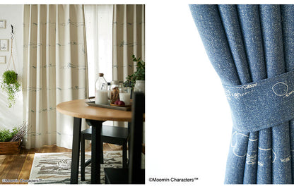 1級遮光カーテン 日本製 ムーミン MOOMIN DENIM BORDER デニムボーダー 1枚入 ウォッシャブル 洗える 形状記憶加工 北欧 おしゃれ(代引不可)