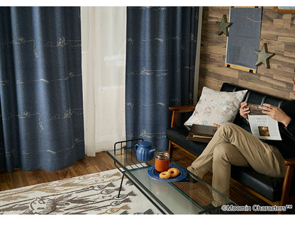 1級遮光カーテン 日本製 ムーミン MOOMIN DENIM BORDER デニムボーダー 1枚入 ウォッシャブル 洗える 形状記憶加工 北欧 おしゃれ(代引不可)